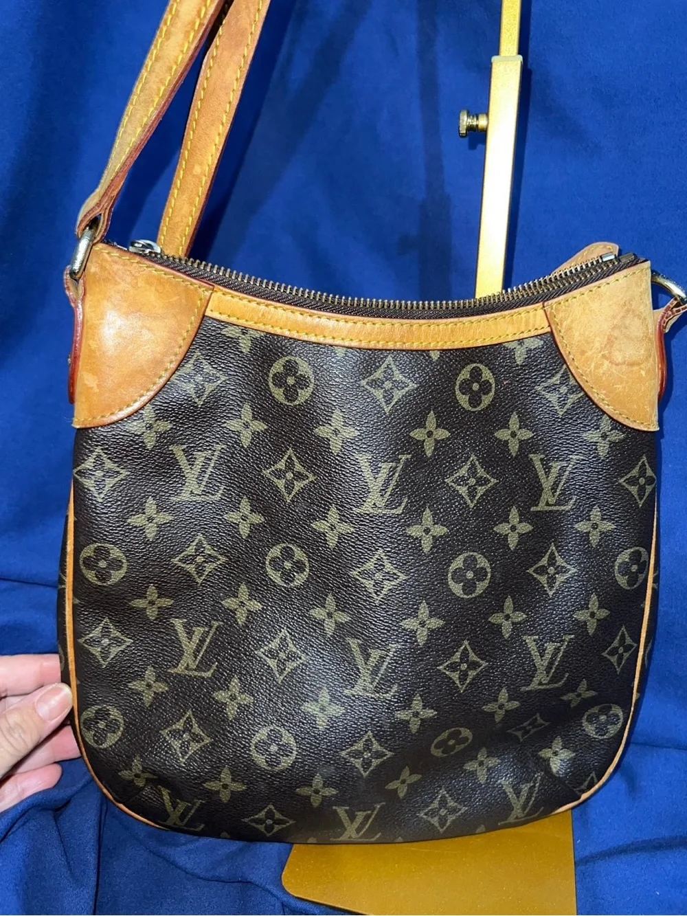 LV Odean PM -Monogram Brown Crossbody Bag with Tan Leather Trim
